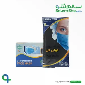 ماسک سه لایه جراحی کشدار توان تن (۱۰ بسته ۵ عددی)